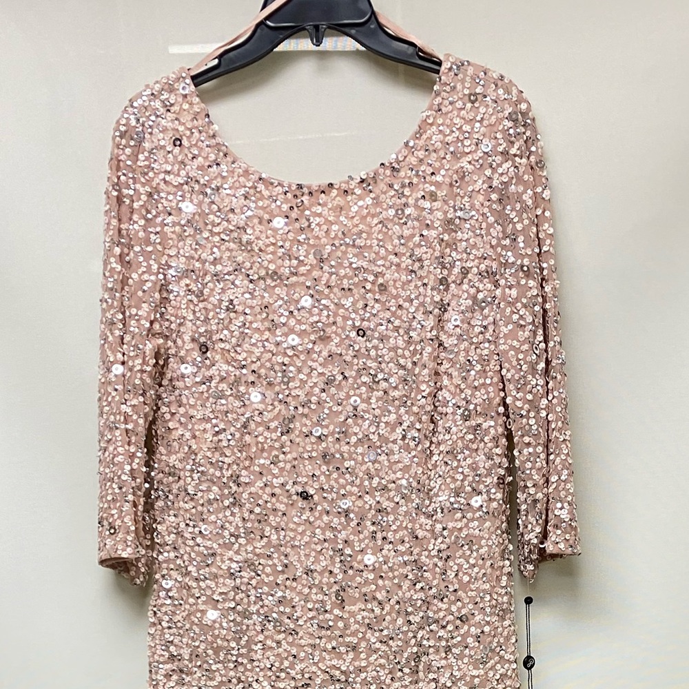 Adrianna Papell sequins plus size, 3/4 sleeves long gown - Picture 8 of 10
